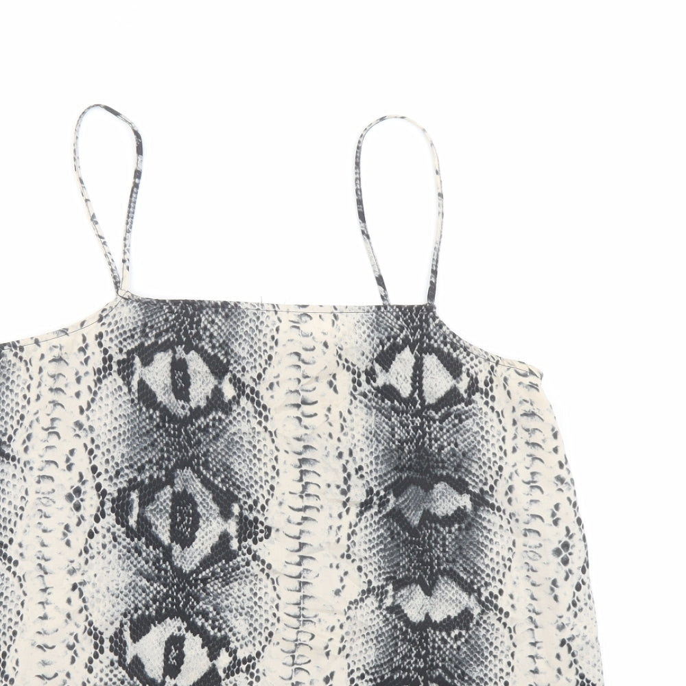 Topshop Womens Beige Animal Print Polyester Camisole Tank Size 8 Square Neck - Snakeskin Pattern