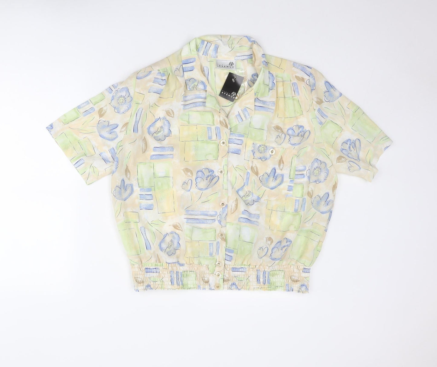 First Avenue Womens Multicoloured Geometric Polyester Basic Button-Up Size 18 Collared
