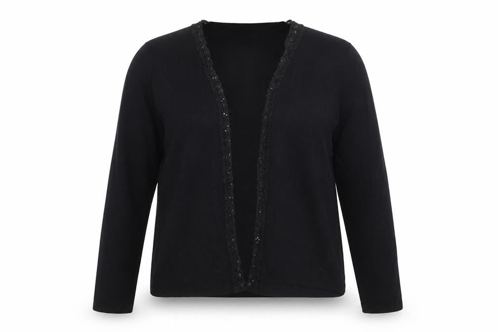 Debbie Morgan Womens Black V-Neck Viscose Cardigan Jumper Size L