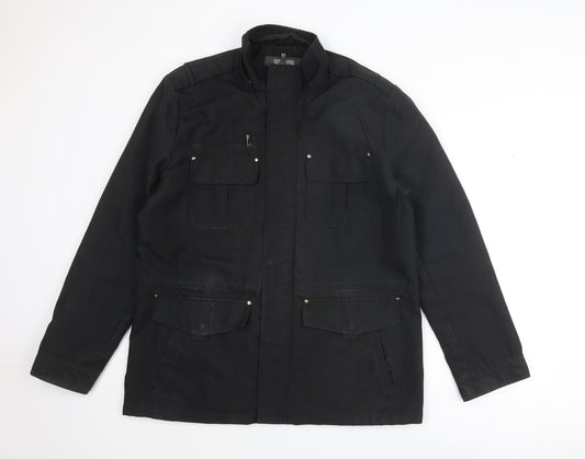 Kenneth Cole Reaction Mens Black Pea Coat Coat Size L Zip