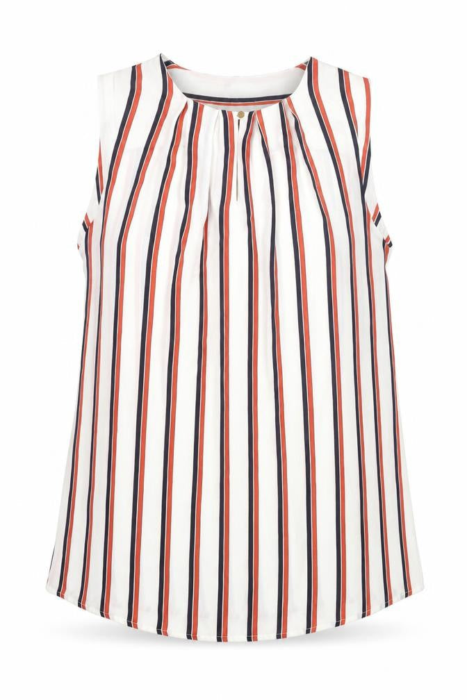 Marks and Spencer Womens Multicoloured Striped Polyester Basic Blouse Size 8 Round Neck