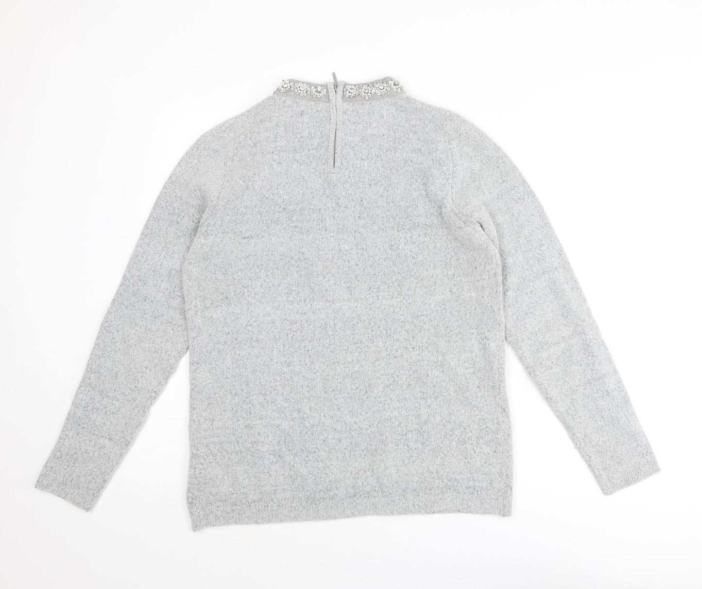 Dorothy Perkins Womens Grey Crew Neck Acrylic Pullover Jumper Size 12