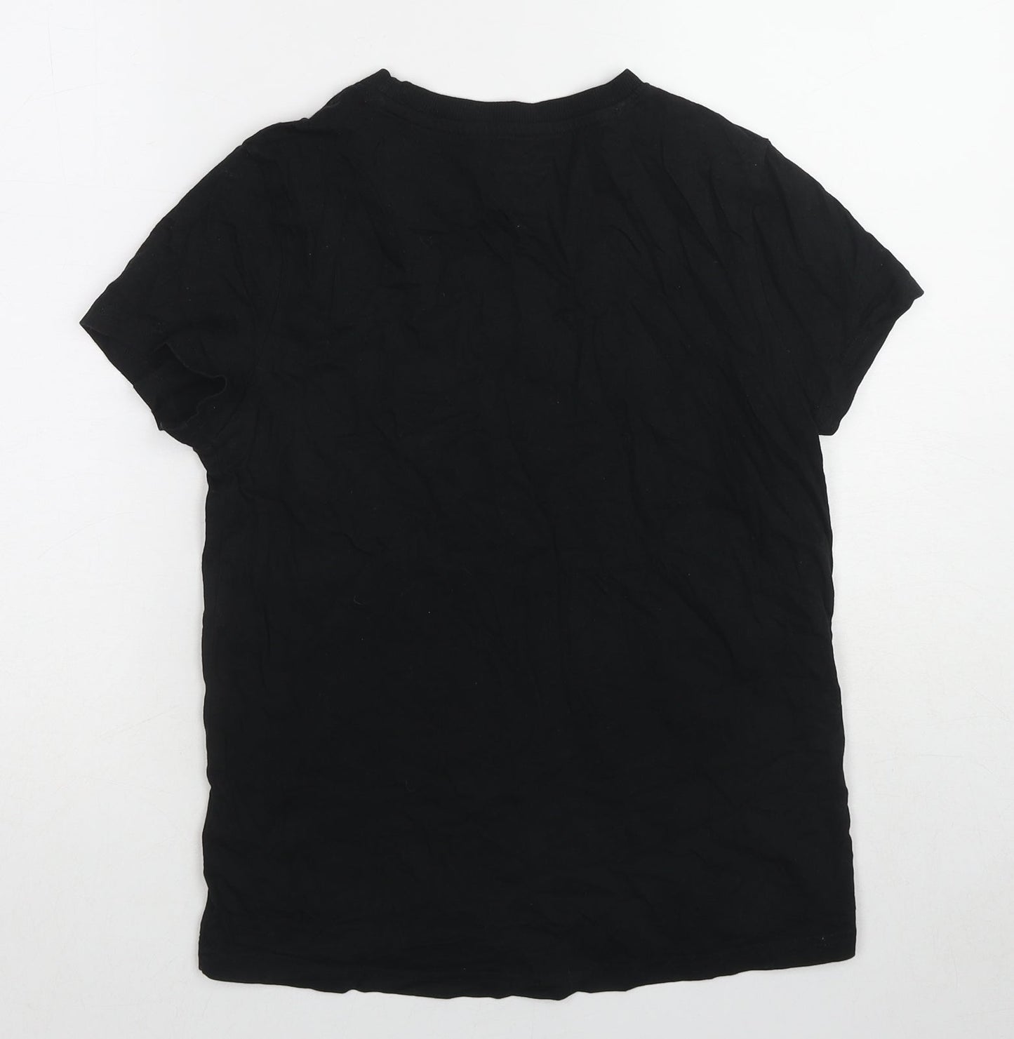 Disney Womens Black Cotton Basic T-Shirt Size 6 Crew Neck - Mickey Mouse Size 6-8