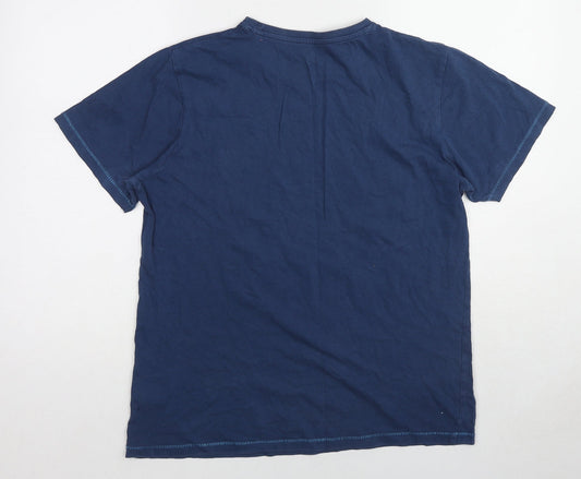 The Shore Womens Blue Cotton Basic T-Shirt Size M Round Neck - Chop-Shop