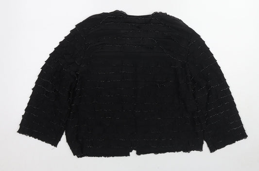Klass Womens Black Polyester Basic Blouse Size L Round Neck
