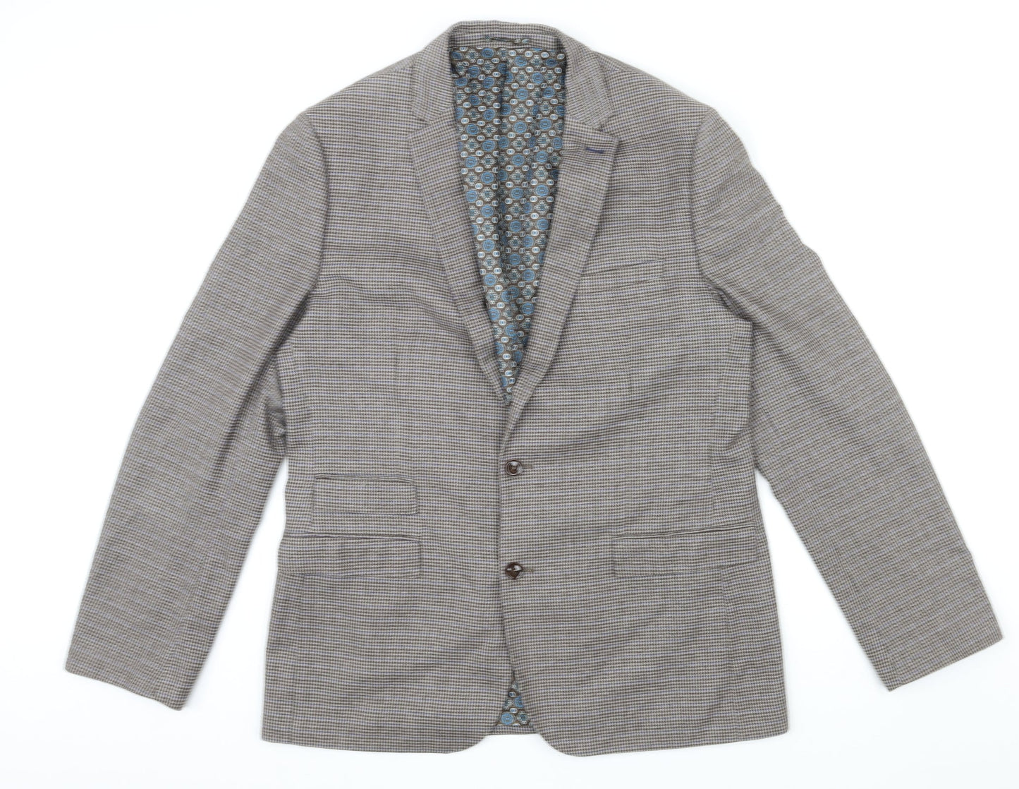 OneSix5ive Mens Brown Geometric Polyester Jacket Suit Jacket Size 44 Regular