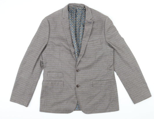 OneSix5ive Mens Brown Geometric Polyester Jacket Suit Jacket Size 44 Regular