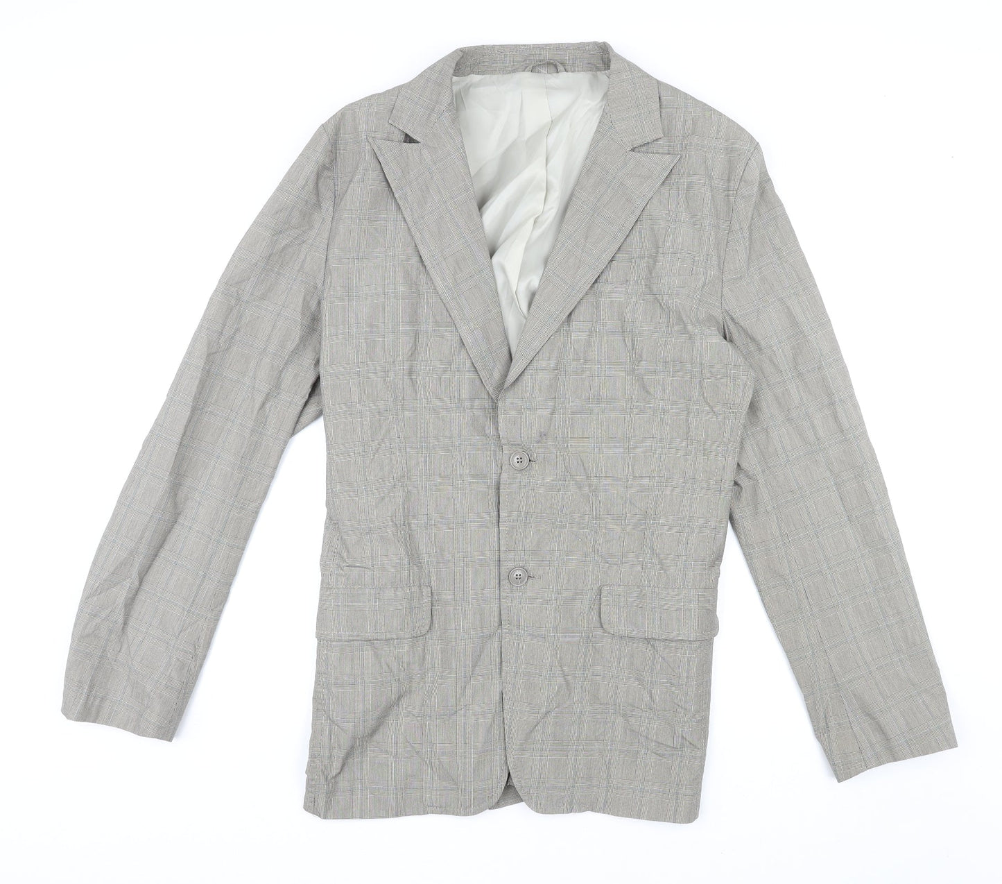 French Connection Mens Grey Plaid Cotton Jacket Suit Jacket Size 40 Regular