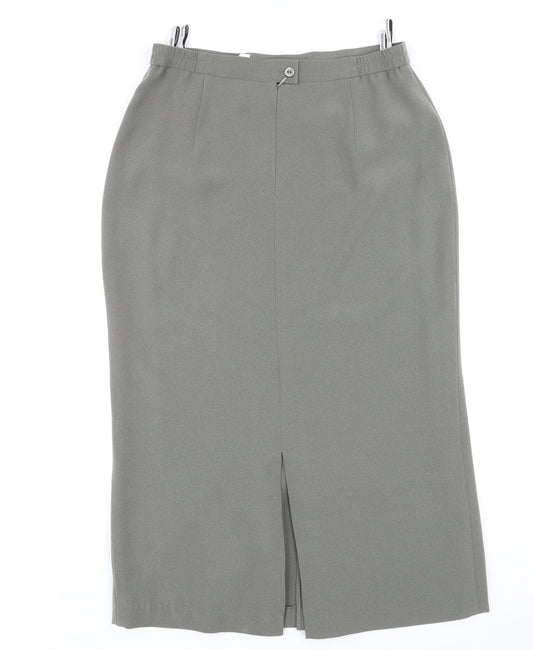 FRANK WALDER Womens Grey Acetate Straight & Pencil Skirt Size 14 Zip