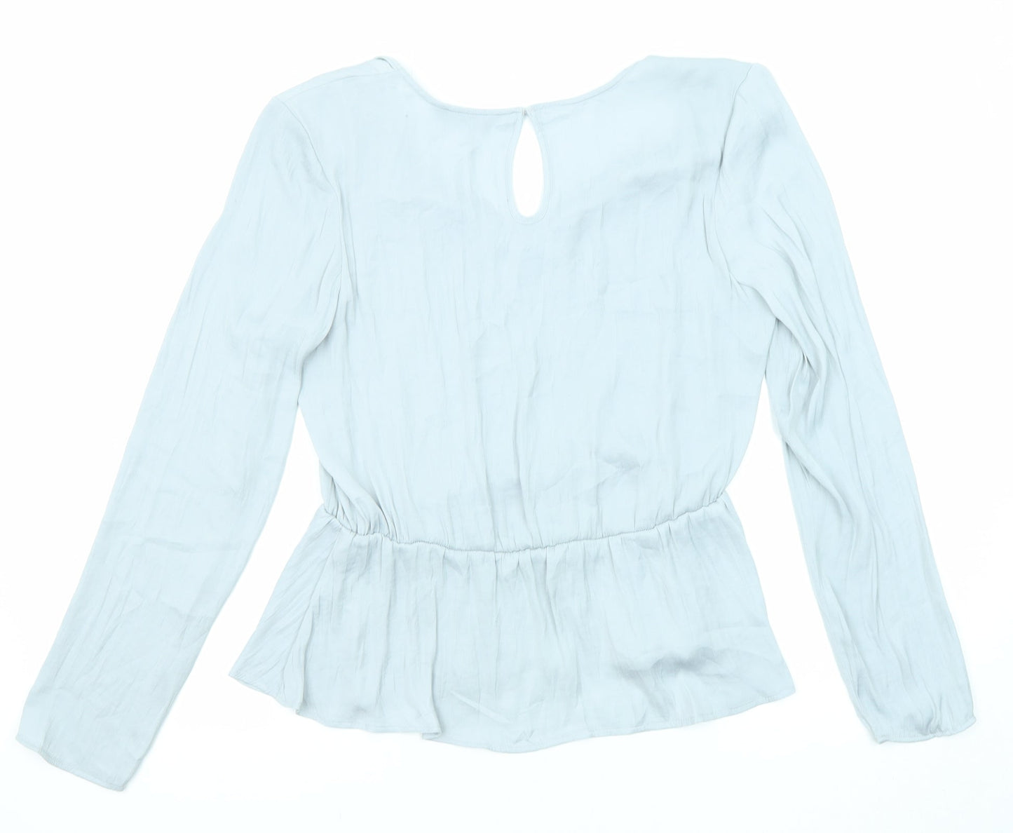 Marks and Spencer Womens Grey Polyester Basic Blouse Size 10 V-Neck - Peplum