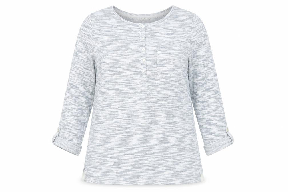 Front view of Falmer Heritage women’s grey boat neck polyester jumper, size UK 14