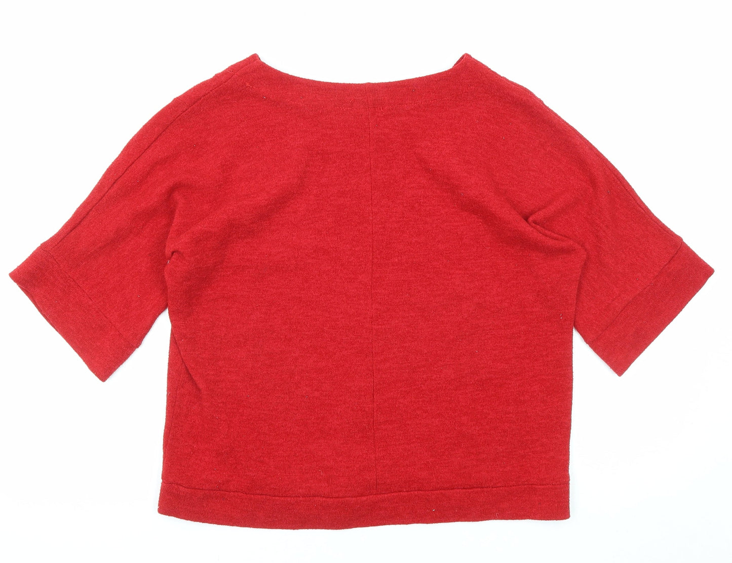 Luca Vanucci Womens Red Cotton Basic T-Shirt Size 8 Round Neck