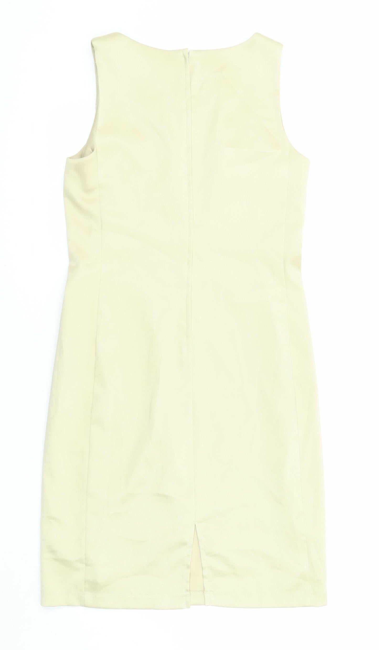 Wallis Womens Beige Polyester Shift Size 10 Boat Neck Zip