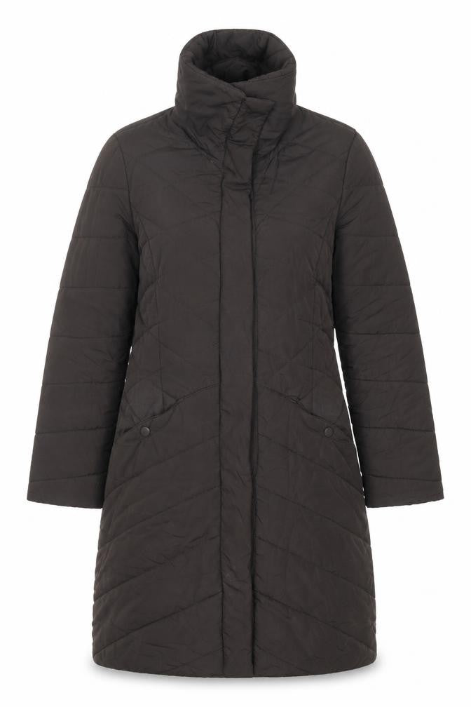 Front view of Principles women’s brown quilted coat, size UK 10, zip