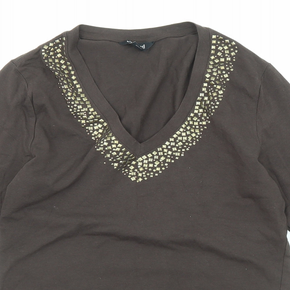 Kenneth Cole Womens Green Cotton Basic T-Shirt Size S V-Neck