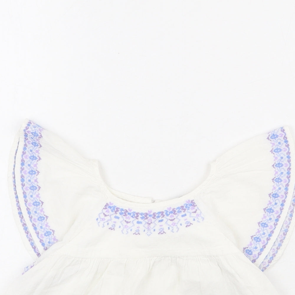 Gap Girls White 100% Cotton Basic Blouse Size 3 Years Round Neck Button