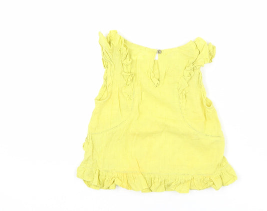 NEXT Girls Green 100% Cotton Basic Tank Size 4 Years Round Neck Button