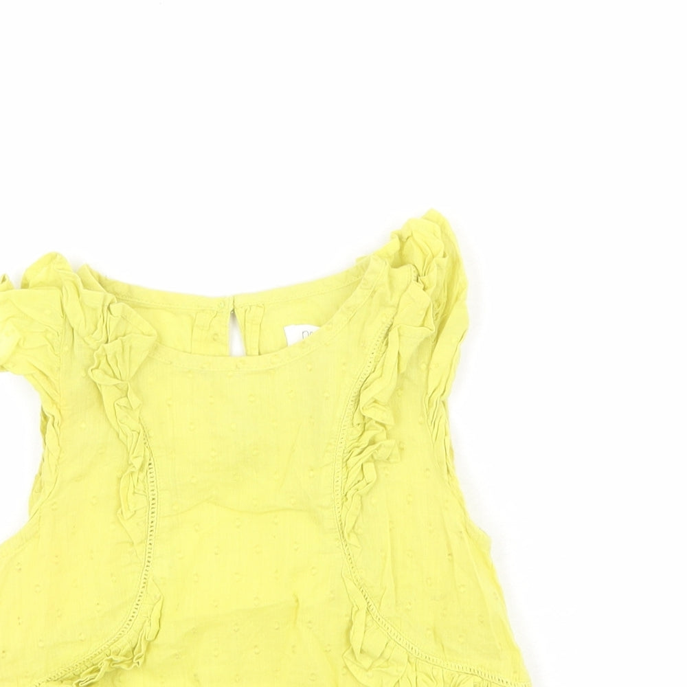 NEXT Girls Green 100% Cotton Basic Tank Size 4 Years Round Neck Button