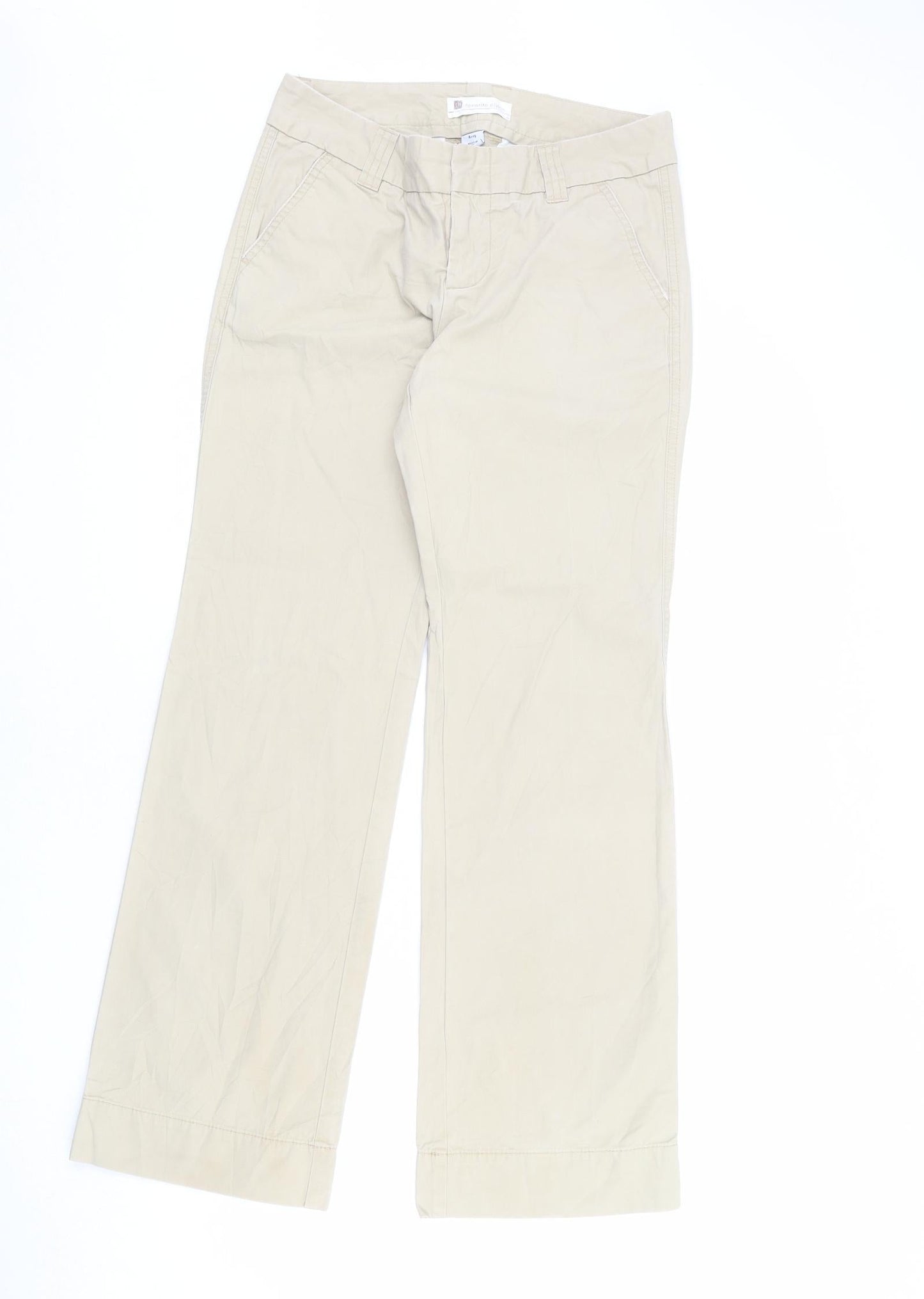 Gap Womens Beige Cotton Trousers Size 4 L31 in Regular Zip