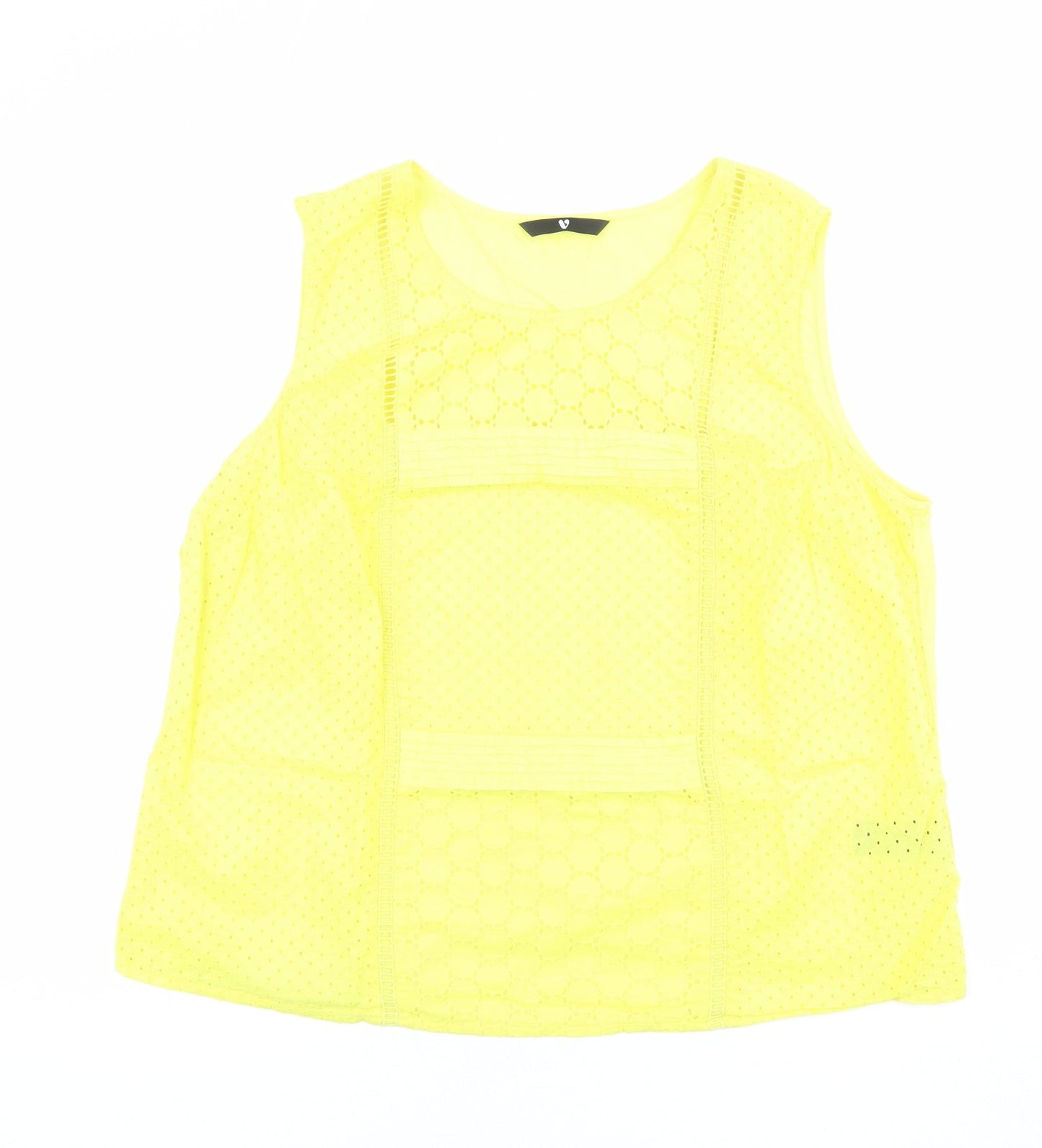 Very Womens Yellow 100% Cotton Basic Tank Size 18 Boat Neck