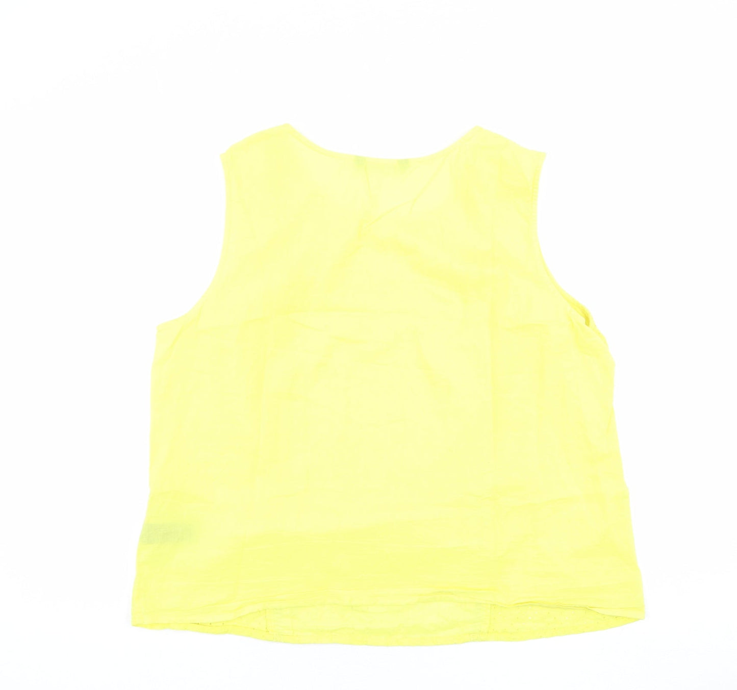 Very Womens Yellow 100% Cotton Basic Tank Size 18 Boat Neck
