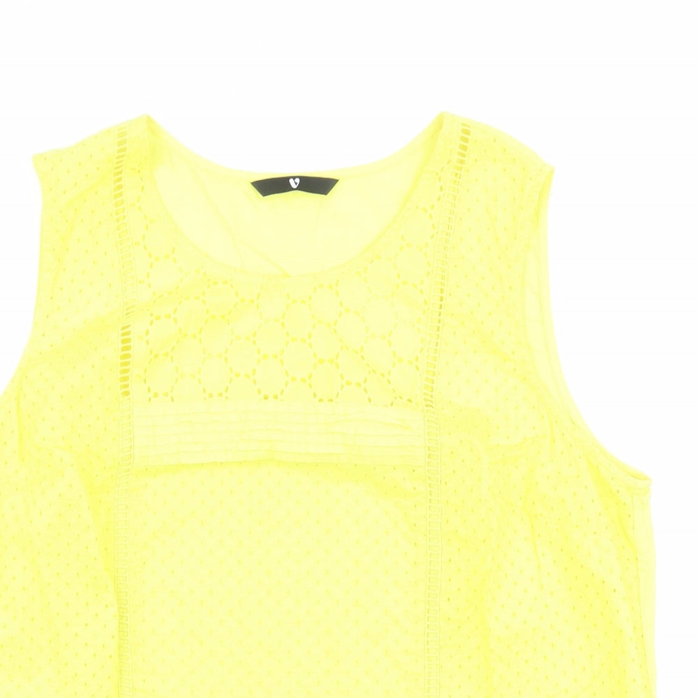Very Womens Yellow 100% Cotton Basic Tank Size 18 Boat Neck