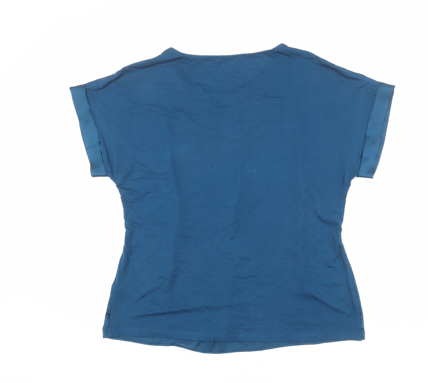 Marks and Spencer Womens Blue Viscose Basic Blouse Size 12 Round Neck