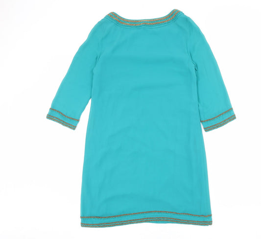 Monsoon Womens Green Polyester Shift Size 8 Boat Neck Pullover - Embellished