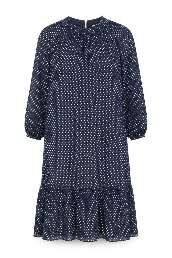 Marks and Spencer Womens Blue Polka Dot Polyester A-Line Size 8 Round Neck Tie