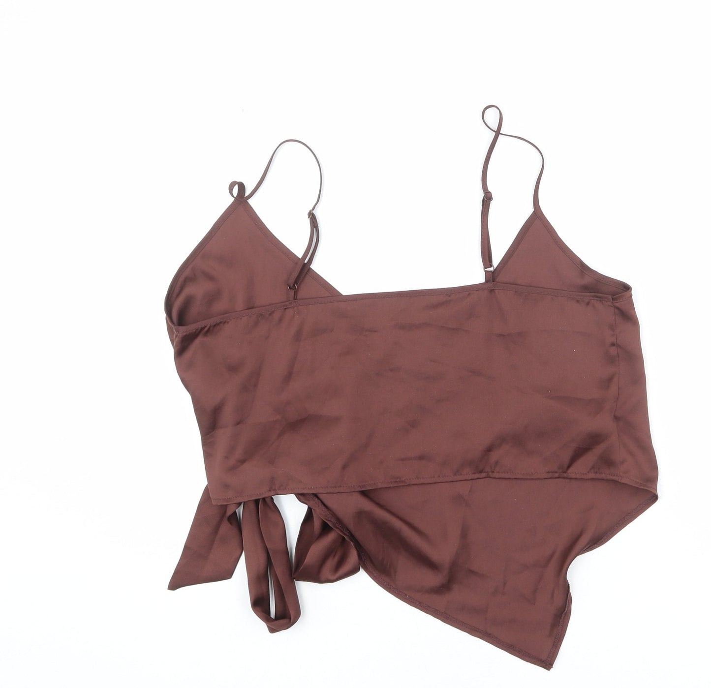 ASOS Womens Brown Polyester Wrap Tank Size 14 V-Neck - Cropped