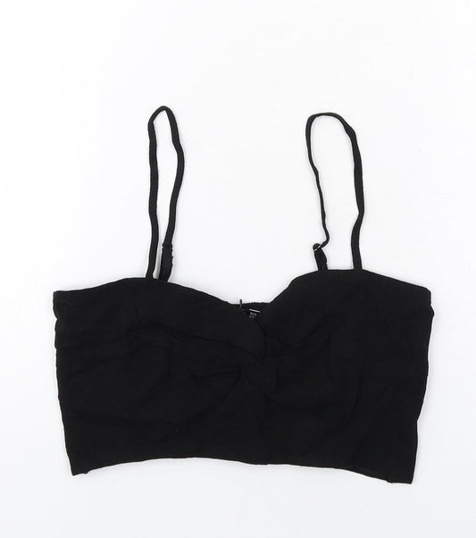 Stradivarius Womens Black Polyester Cropped Tank Size M Sweetheart