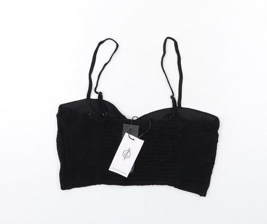 Stradivarius Womens Black Polyester Cropped Tank Size M Sweetheart