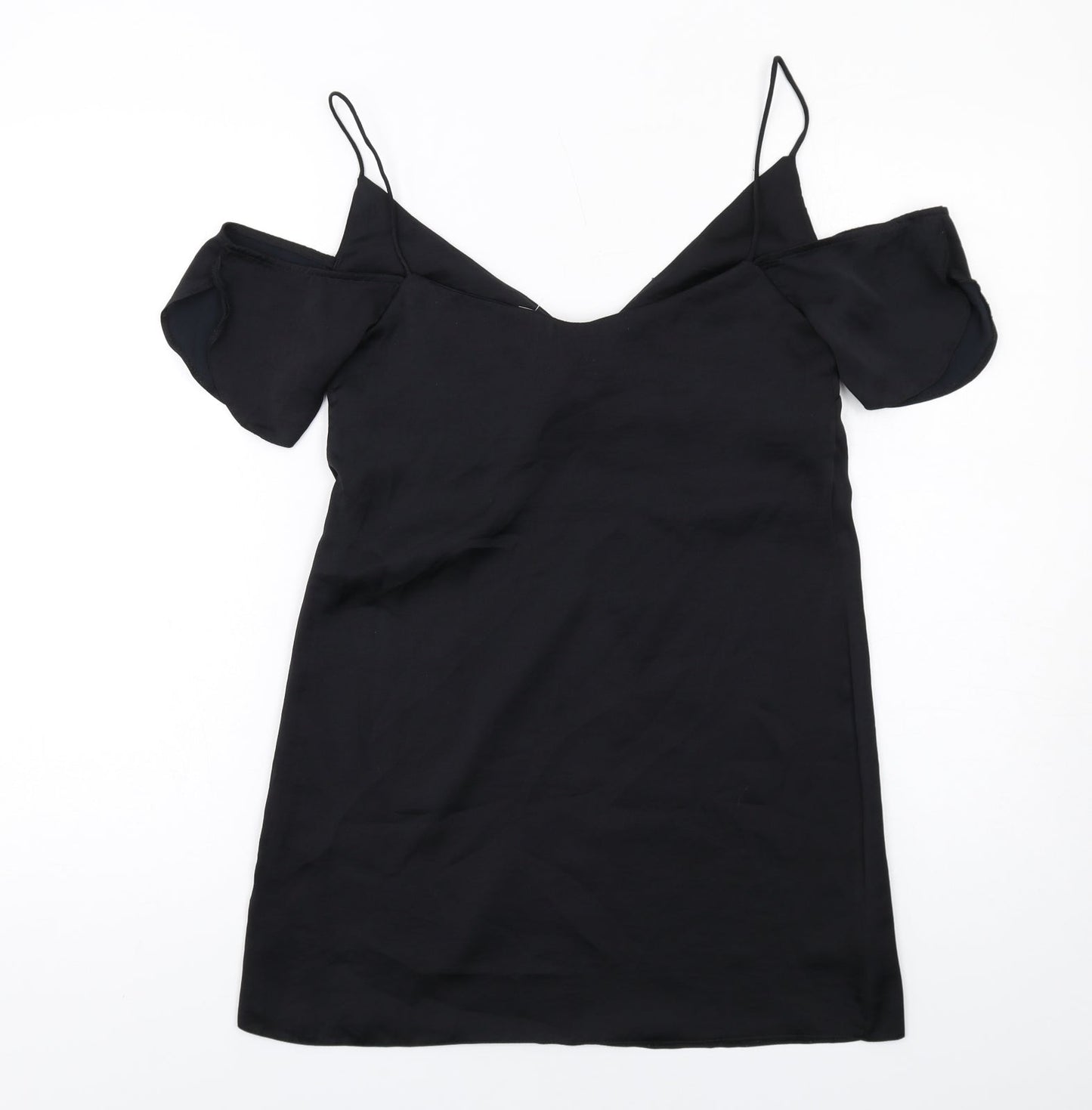 ASOS Womens Black Polyester A-Line Size XS V-Neck Pullover - Cold Shoulder