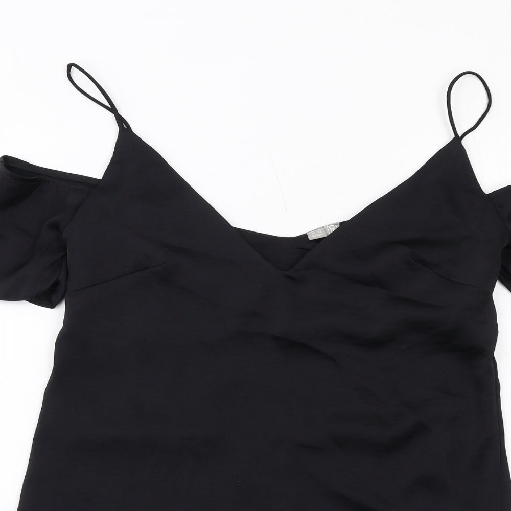 ASOS Womens Black Polyester A-Line Size XS V-Neck Pullover - Cold Shoulder
