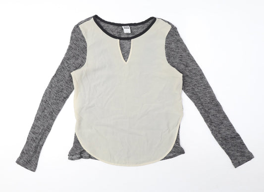 VERO MODA Womens Grey Viscose Basic T-Shirt Size S Round Neck