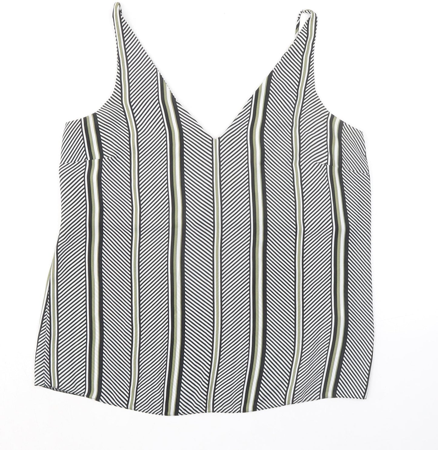 Dorothy Perkins Womens Black Geometric Polyester Camisole Tank Size 12 V-Neck