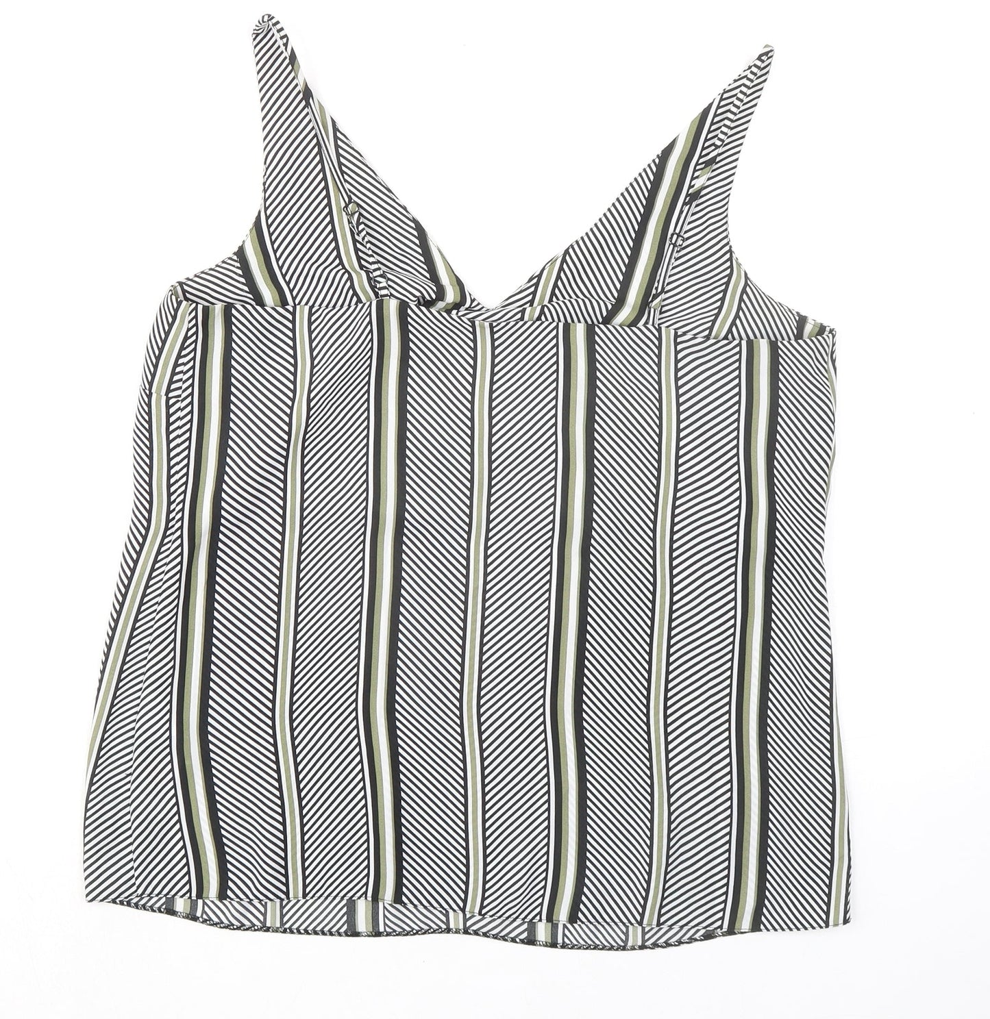 Dorothy Perkins Womens Black Geometric Polyester Camisole Tank Size 12 V-Neck