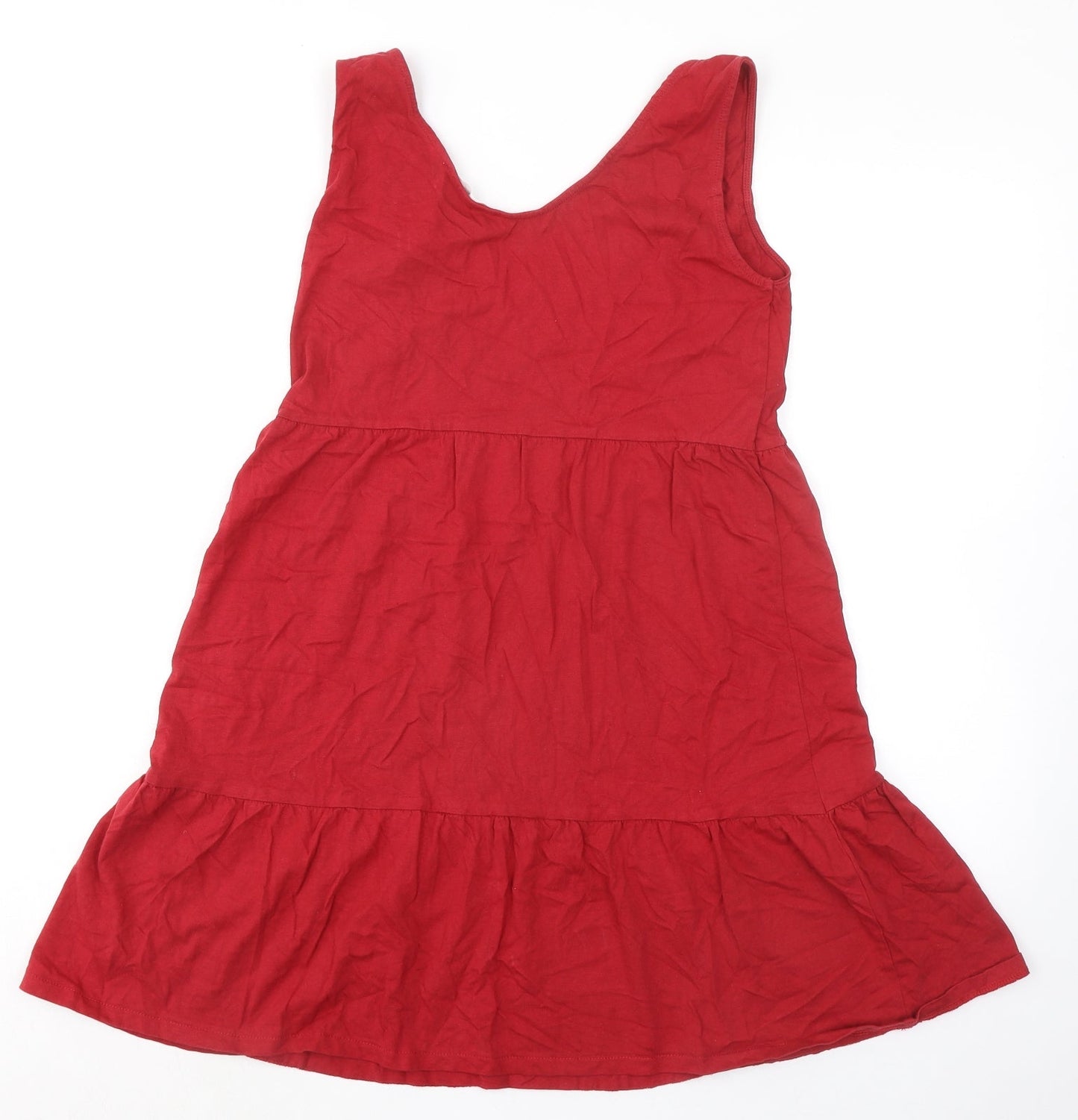 Mango Womens Red 100% Cotton Tank Dress Size M Scoop Neck Pullover