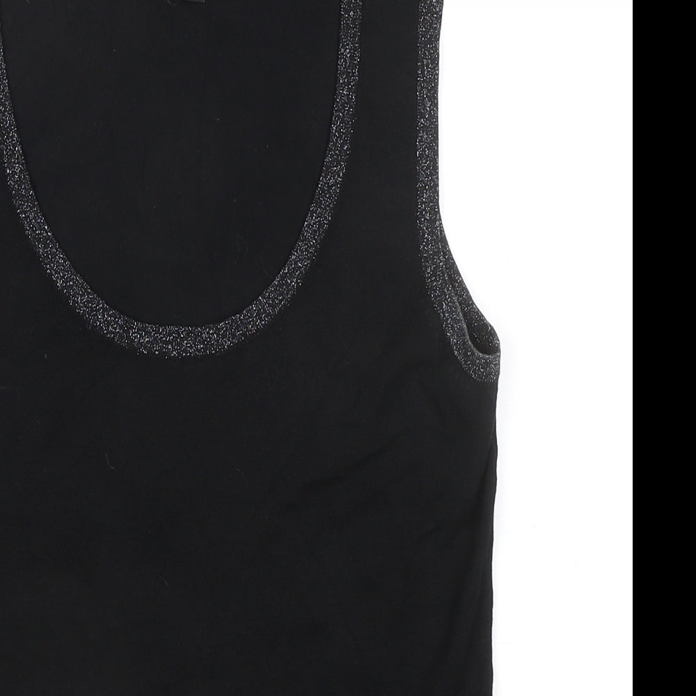 TCM Womens Black Viscose Basic Tank Size 10 Scoop Neck - Size 10-12