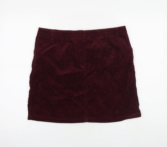 Studio Womens Red Cotton A-Line Skirt Size 14 Zip