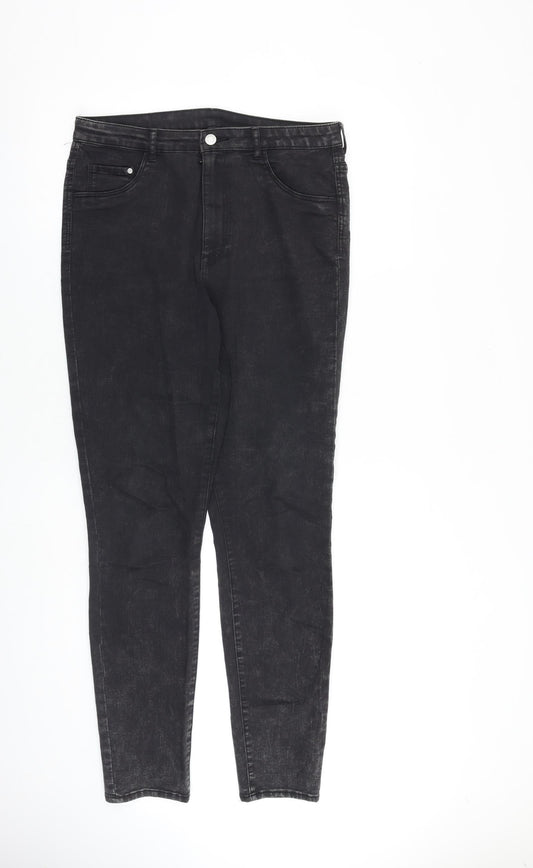 H&M Womens Grey Cotton Skinny Jeans Size 28 in L32 in Regular Button