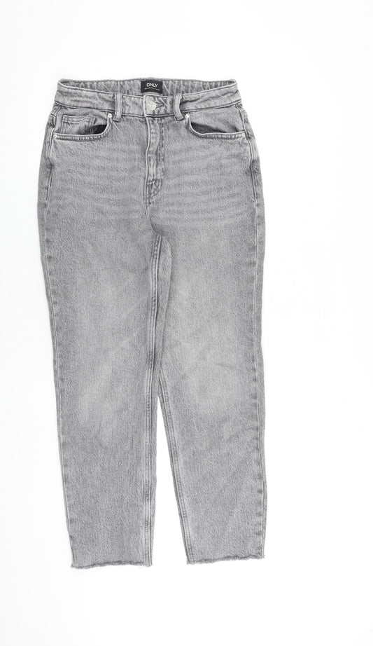 Only Womens Grey Cotton Straight Jeans Size 28 in L32 in Regular Zip - Raw Hem