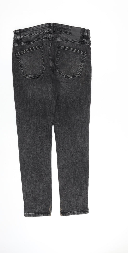 ONLY & SONS Mens Grey Cotton Skinny Jeans Size 30 in L30 in Slim Zip