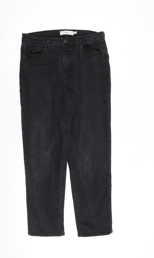 ICHI Womens Black Cotton Straight Jeans Size 30 in L27 in Regular Zip