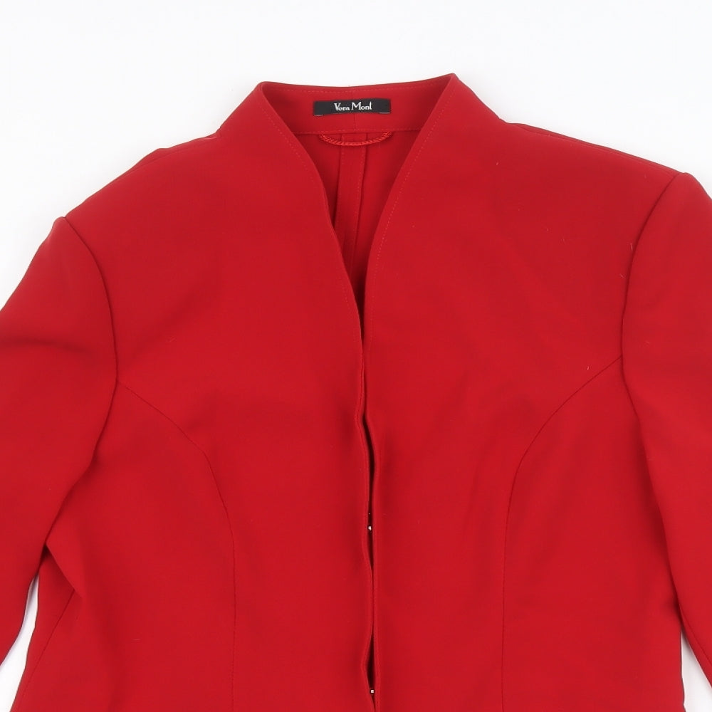 Vera Mont Womens Red Jacket Blazer Size 14 Hook & Eye