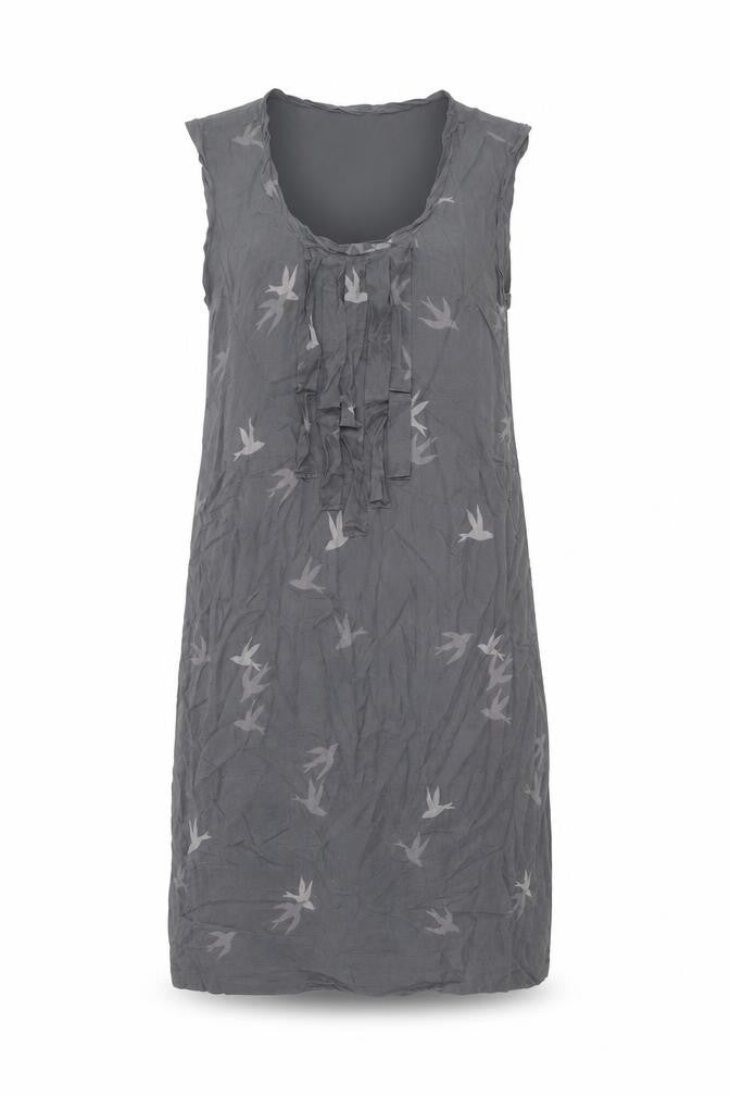 Gap Womens Grey Geometric Cotton Tank Dress Size S Scoop Neck Pullover - Birds Print