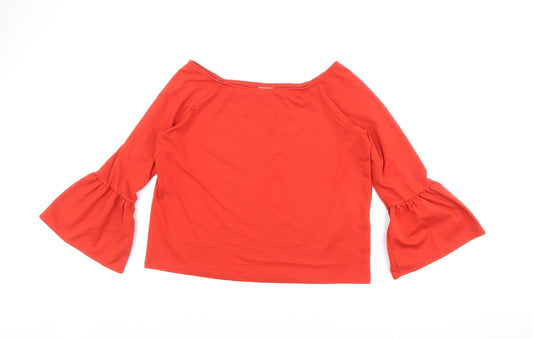 VERO MONDA Womens Red Polyester Basic Blouse Size XL Boat Neck