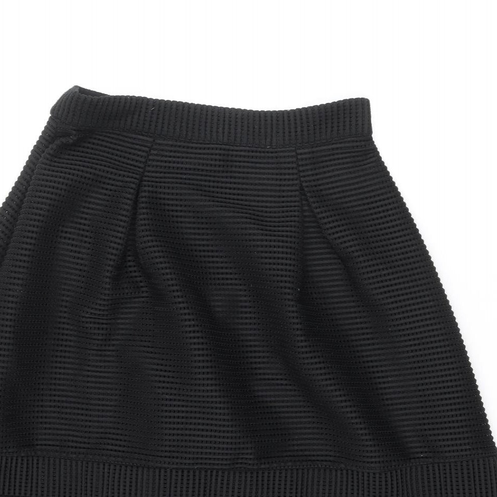 Warehouse Womens Black Striped Polyester Tulip Skirt Size 10 Zip