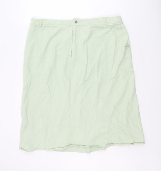 Steilmann Womens Green Cotton A-Line Skirt Size 18 Zip