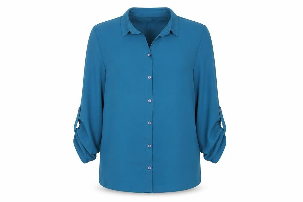 Dorothy Perkins Womens Blue Polyester Basic Button-Up Size 10 Collared